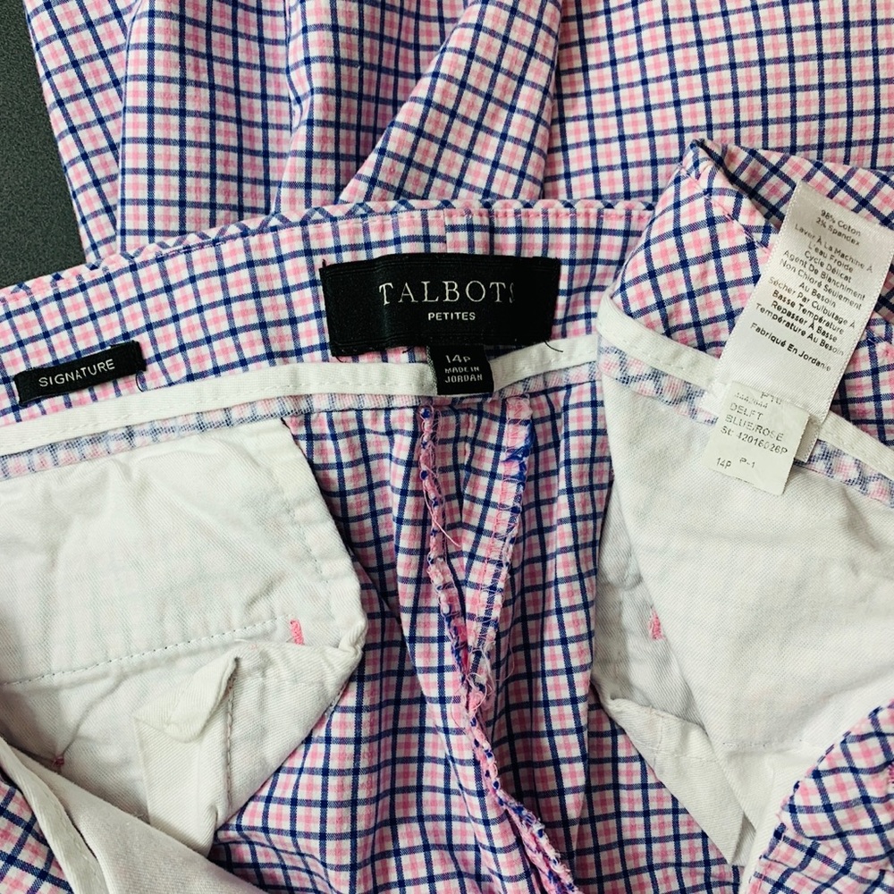 Talbots / Blue Pink Square Pattern Capri - image 6